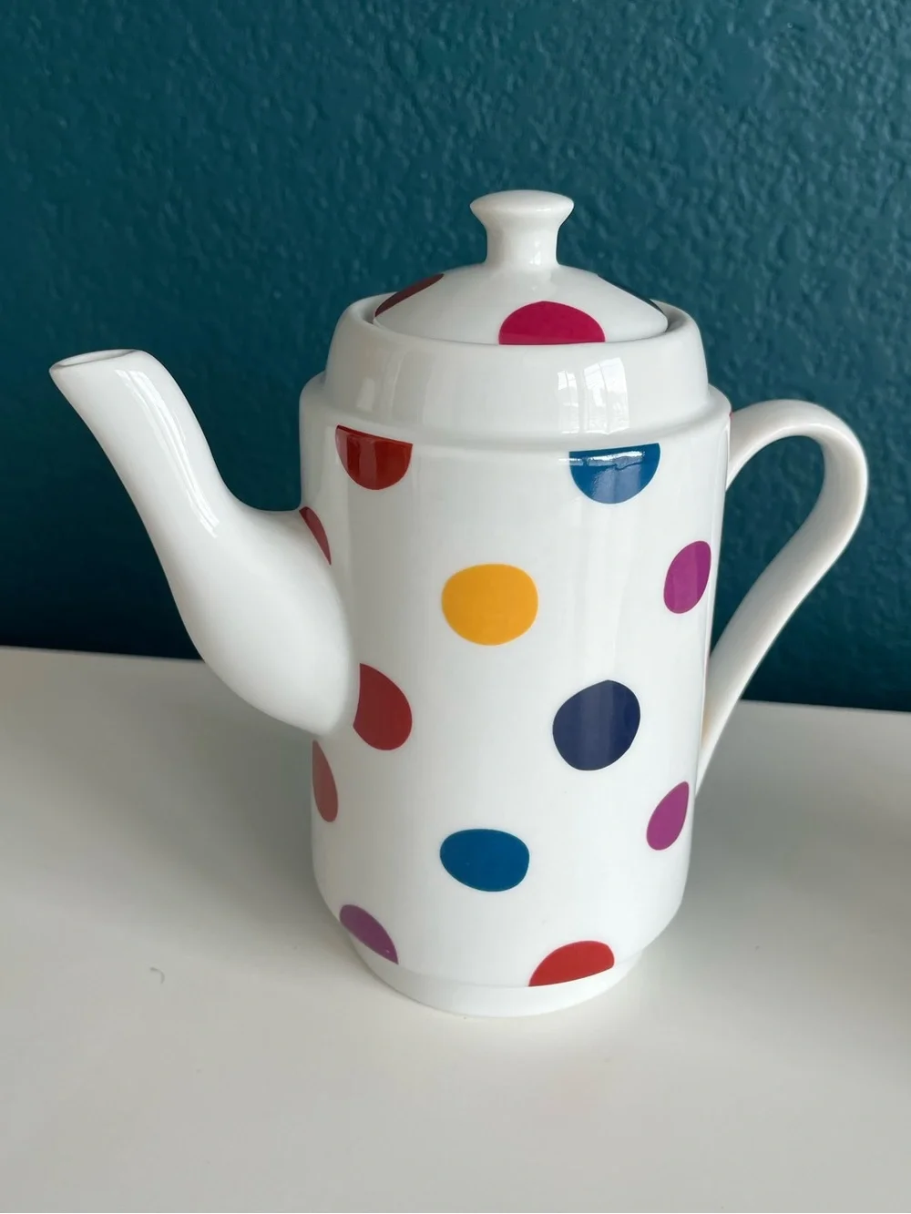 World Market Stackable Polka-Dot Tea Set with Teapot Teacups & Saucers